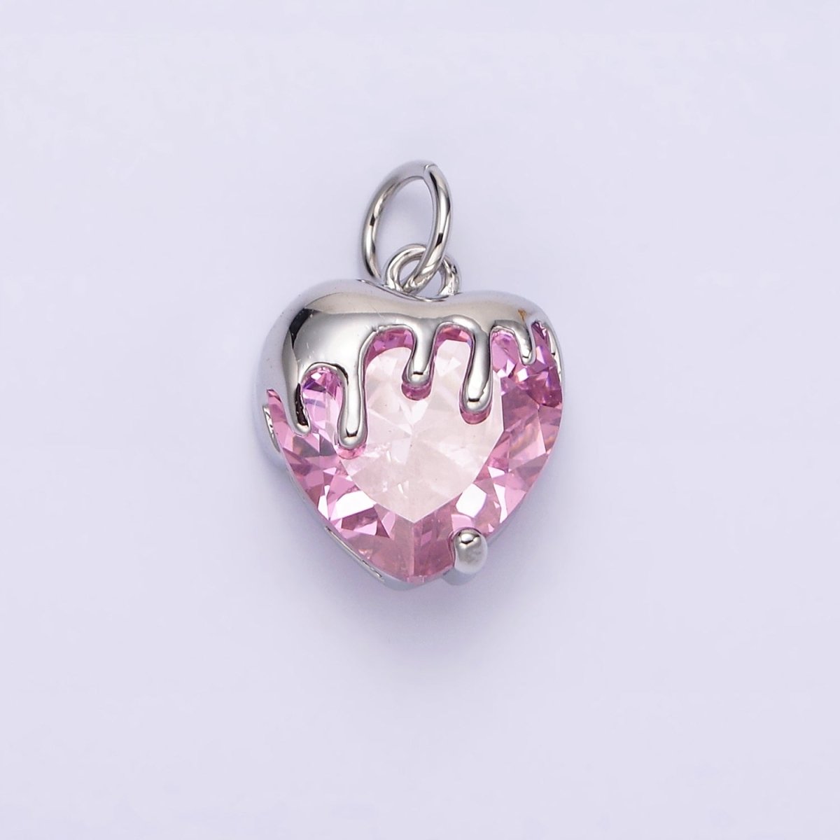 14K Gold Filled Clear, Pink, Purple, Yellow. Black Heart CZ Molten Drip Charm in Gold & Silver | N1537 - N1546 - DLUXCA