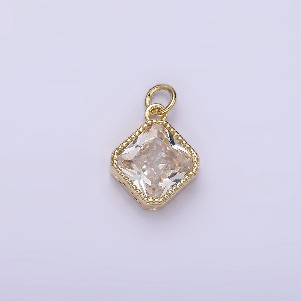 14K Gold Filled Clear, Pink, Red CZ Rhombus Filigree Charm | AG316 - AG318 - DLUXCA