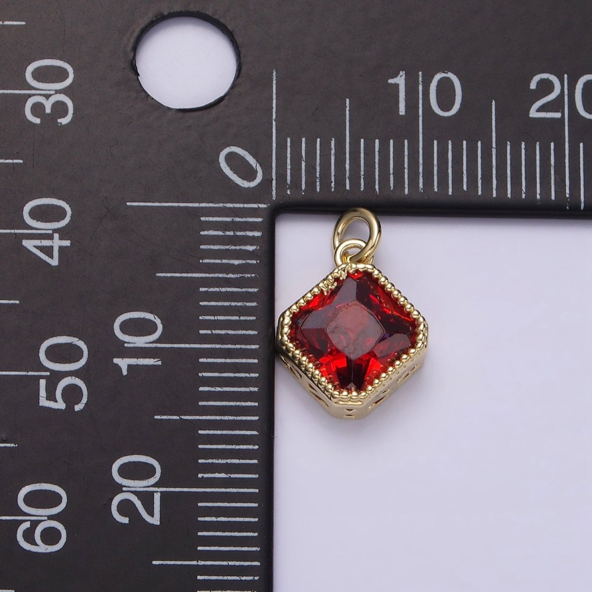 14K Gold Filled Clear, Pink, Red CZ Rhombus Filigree Charm | AG316 - AG318 - DLUXCA