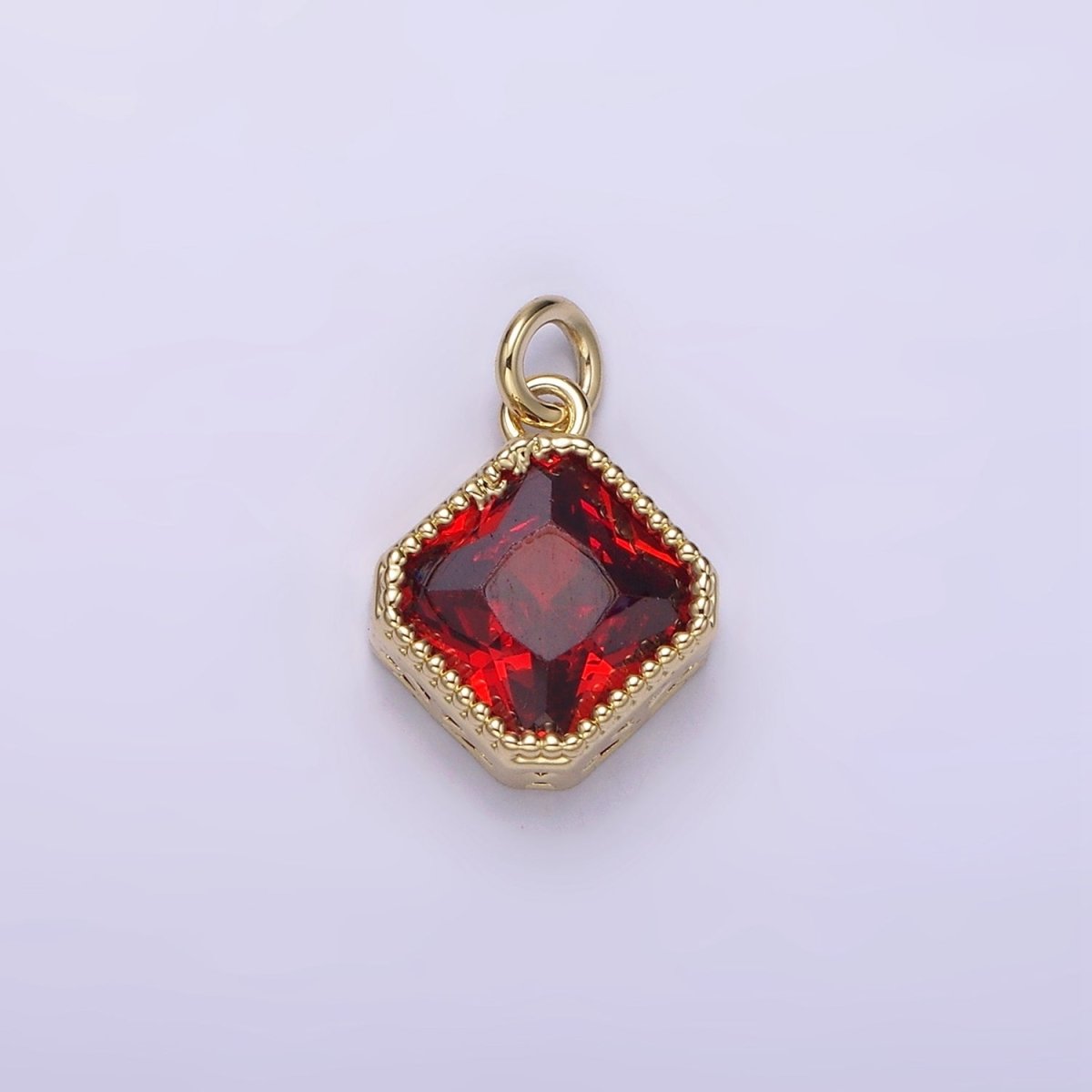 14K Gold Filled Clear, Pink, Red CZ Rhombus Filigree Charm | AG316 - AG318 - DLUXCA