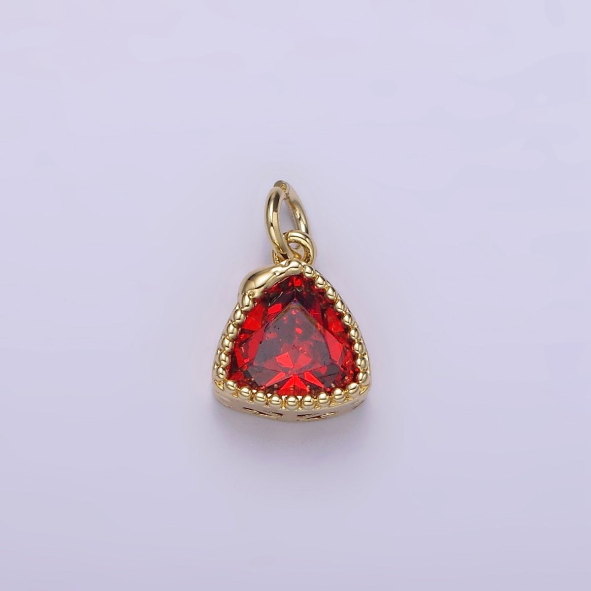 14K Gold Filled Clear, Pink, Red, Purple CZ Triangle Filigree Charm | AG310 - AG313 - DLUXCA