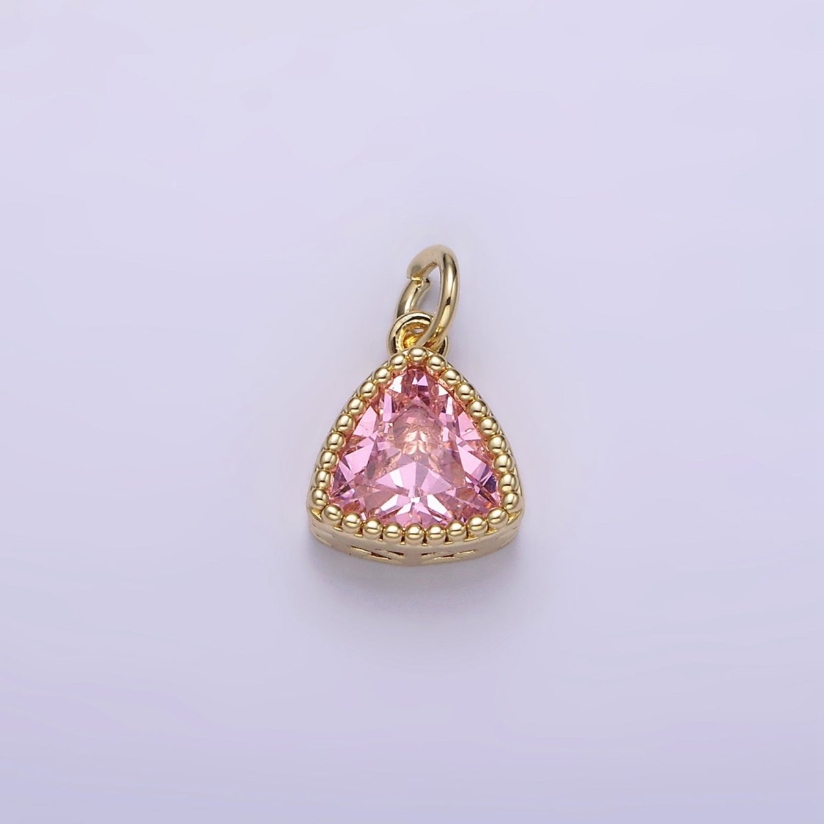 14K Gold Filled Clear, Pink, Red, Purple CZ Triangle Filigree Charm | AG310 - AG313 - DLUXCA