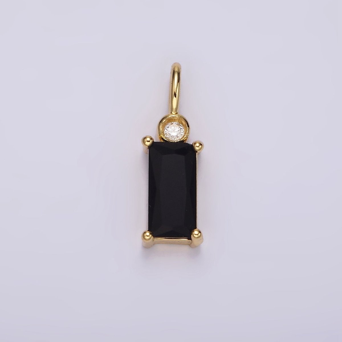 14K Gold Filled Clear, Purple, Fuchsia, Green, Blue, Black Baguette CZ Pendant | N1955 - N1960 - DLUXCA