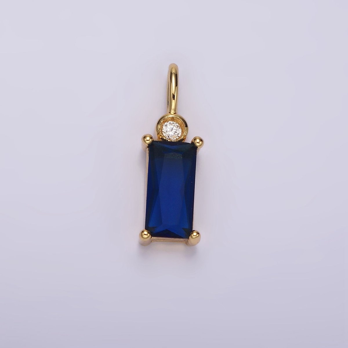 14K Gold Filled Clear, Purple, Fuchsia, Green, Blue, Black Baguette CZ Pendant | N1955 - N1960 - DLUXCA