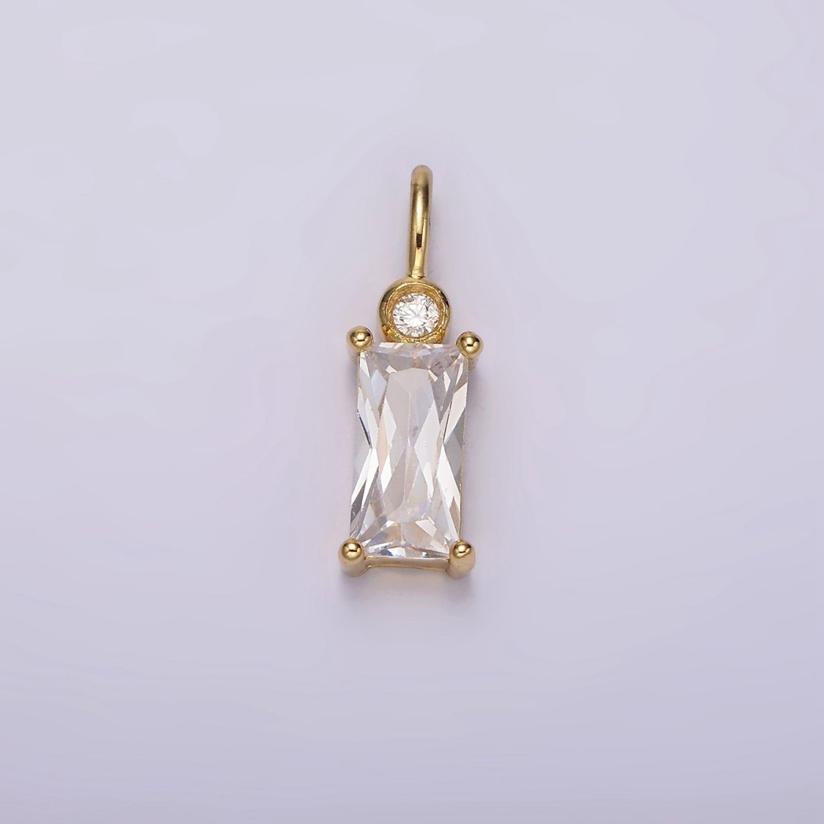 14K Gold Filled Clear, Purple, Fuchsia, Green, Blue, Black Baguette CZ Pendant | N1955 - N1960 - DLUXCA