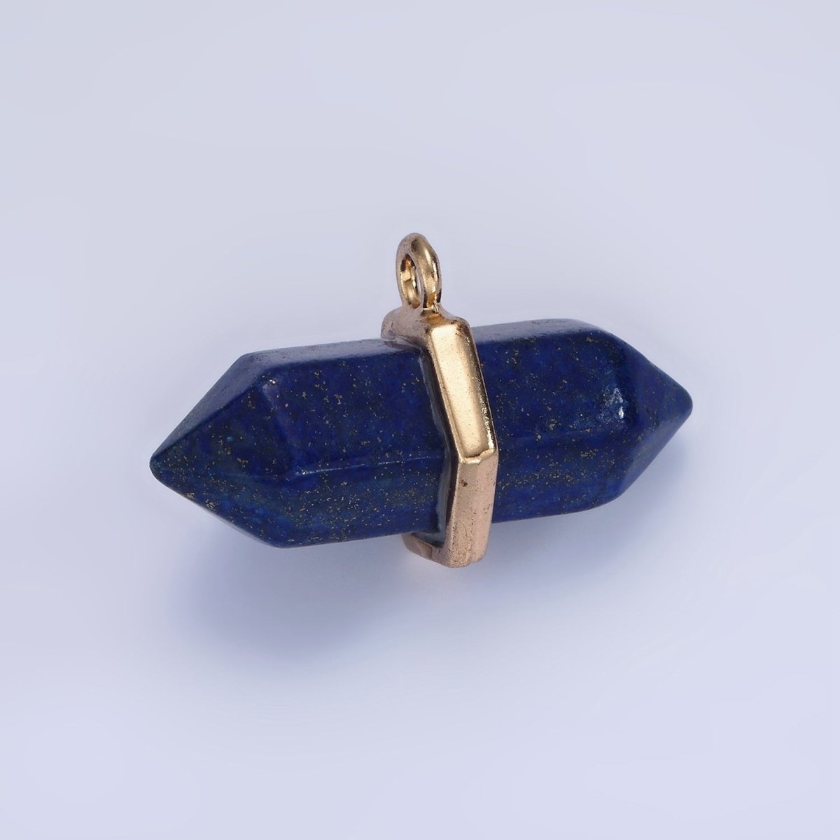 14K Gold Filled Clear Quartz, Lapis Lazuli, Tiger Eye, Rose Quartz, Onyx, Labradorite Pointed Wand Charm | N1678 - N1683 - DLUXCA