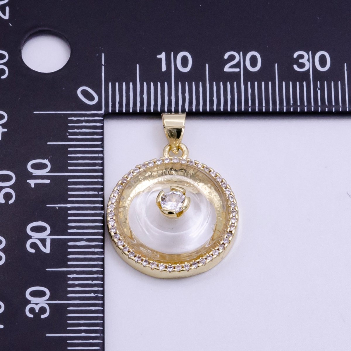 14K Gold Filled Clear Quartz, Rose Quartz, Amethyst Round Micro Paved CZ Pendant | AH058 - AH060 - DLUXCA