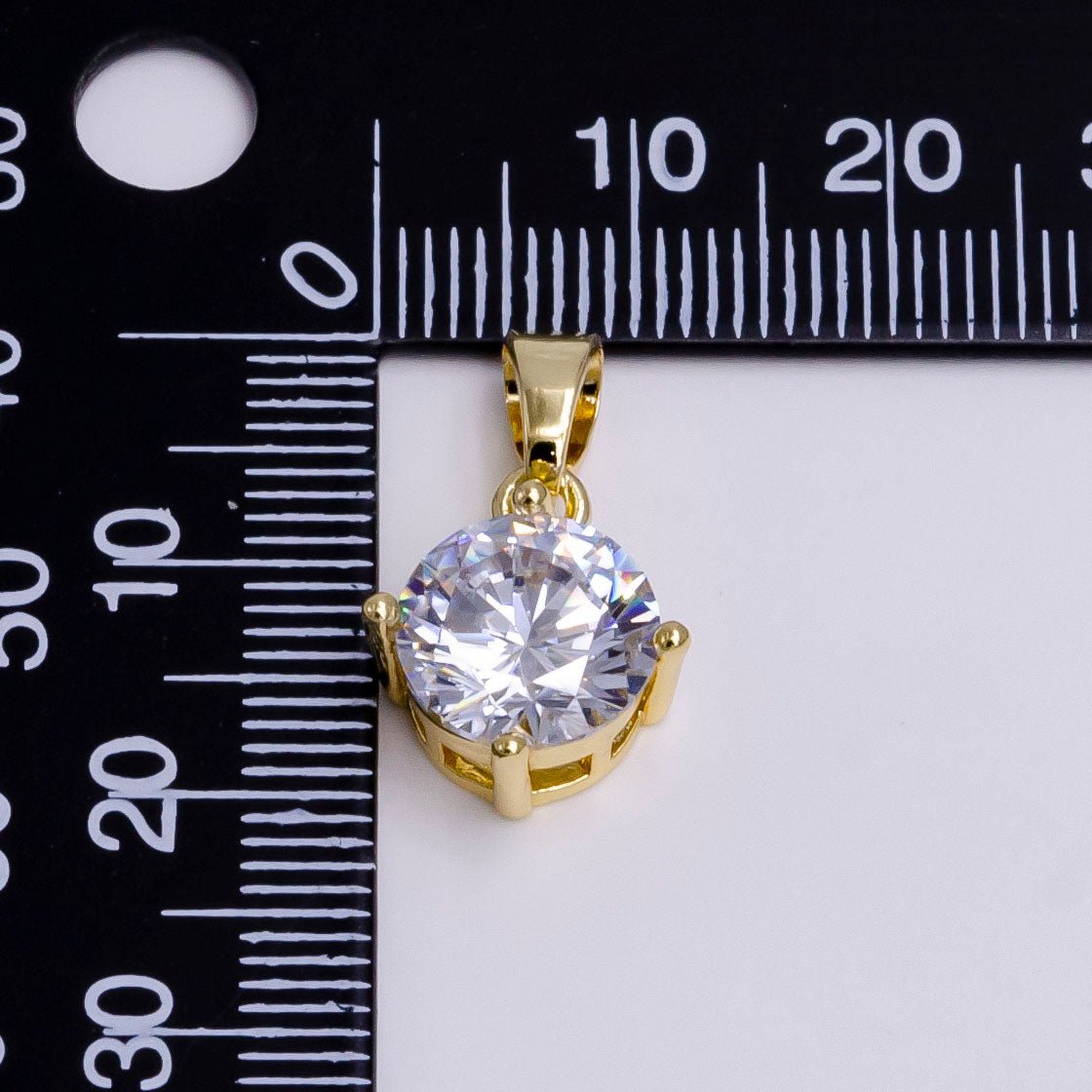 14K Gold Filled Clear Round CZ Minimalist Solitaire Pendant | N1455 - DLUXCA