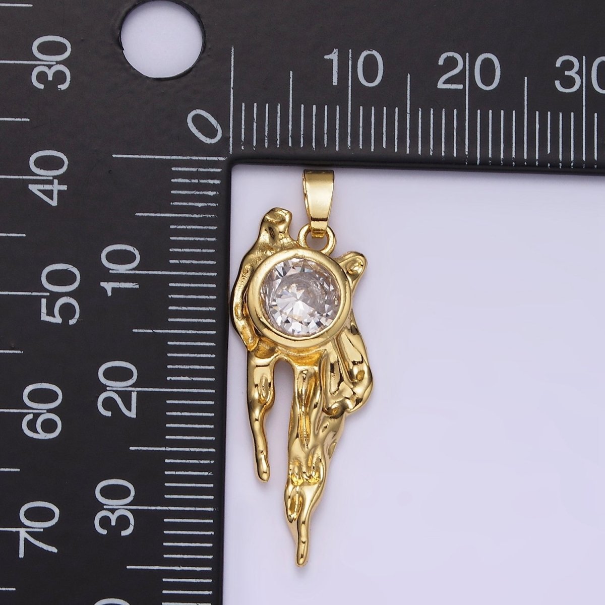 14K Gold Filled Clear Round CZ Molten Drip Pendant | N1829 - DLUXCA