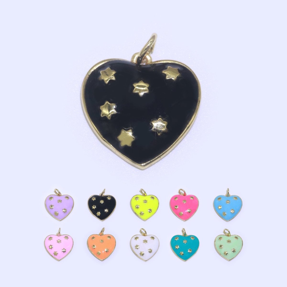 14K Gold Filled Colorful Enamel Heart Star Pendant Charm For Wholesale Pendants and Charms Jewelry Making Craft Supplies M-315-M-324 - DLUXCA