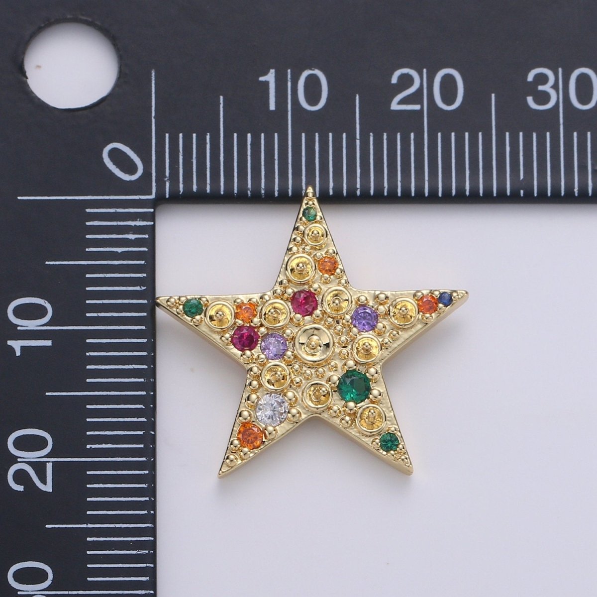 14K Gold Filled Colorful Star CZ Pendant, Micro Pave Cubic Zirconia Star Charm, Celestial Charm, Gold Star Charm for Bracelet Necklace Charm J-019 - DLUXCA