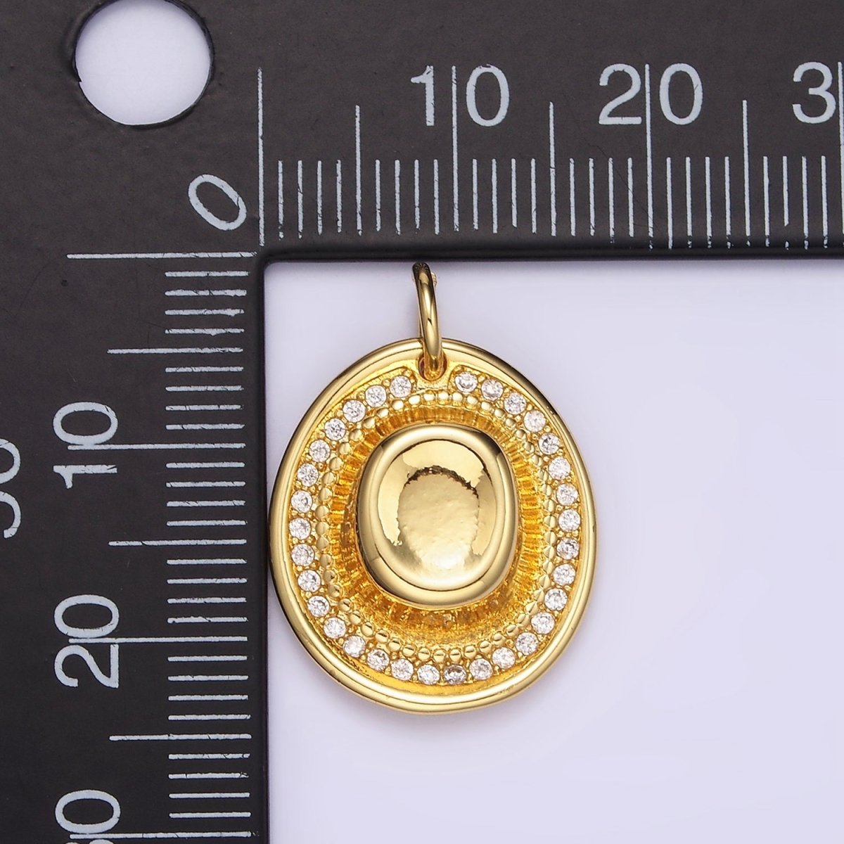 14K Gold Filled Cowboy Hat Clear CZ Lined Charm | N1528 - DLUXCA