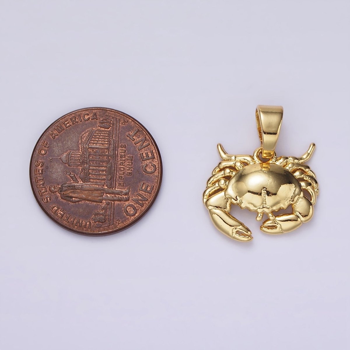 14K Gold Filled Crab Crustacean Beach Animal Pendant | AH042 - DLUXCA