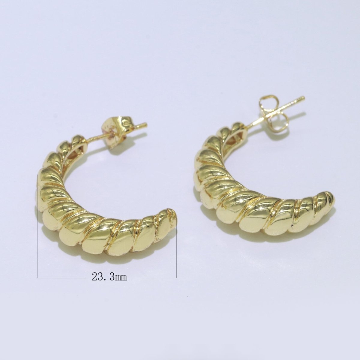 14k Gold Filled Croissant Hoop Earrings, Hypoallergenic Posts Bold Style Women Jewelry P-239 - DLUXCA