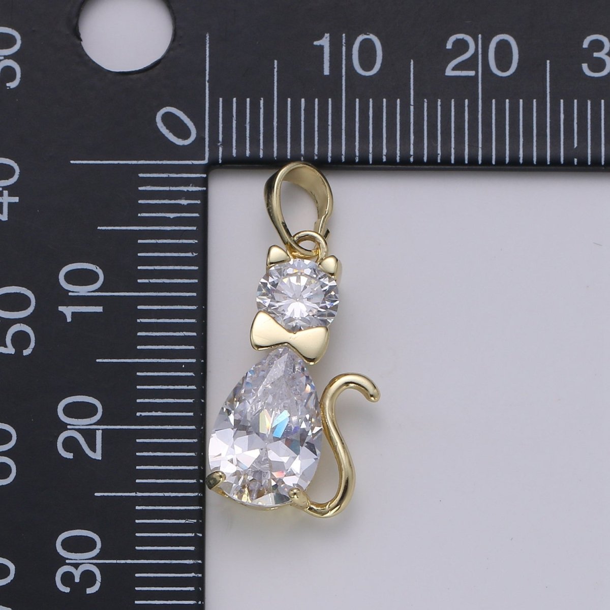 14K Gold Filled Crystal Cat Pendants J-095 - DLUXCA
