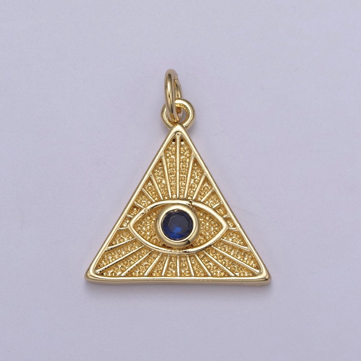 14K Gold Filled Cubic Illuminati Eye Charm Pendant Necklace in Triangle Medallion Charm for Bracelet Necklace Earring Supply N-391 N-392 N-393 - DLUXCA