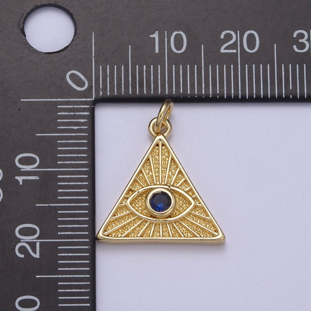 14K Gold Filled Cubic Illuminati Eye Charm Pendant Necklace in Triangle Medallion Charm for Bracelet Necklace Earring Supply N-391 N-392 N-393 - DLUXCA