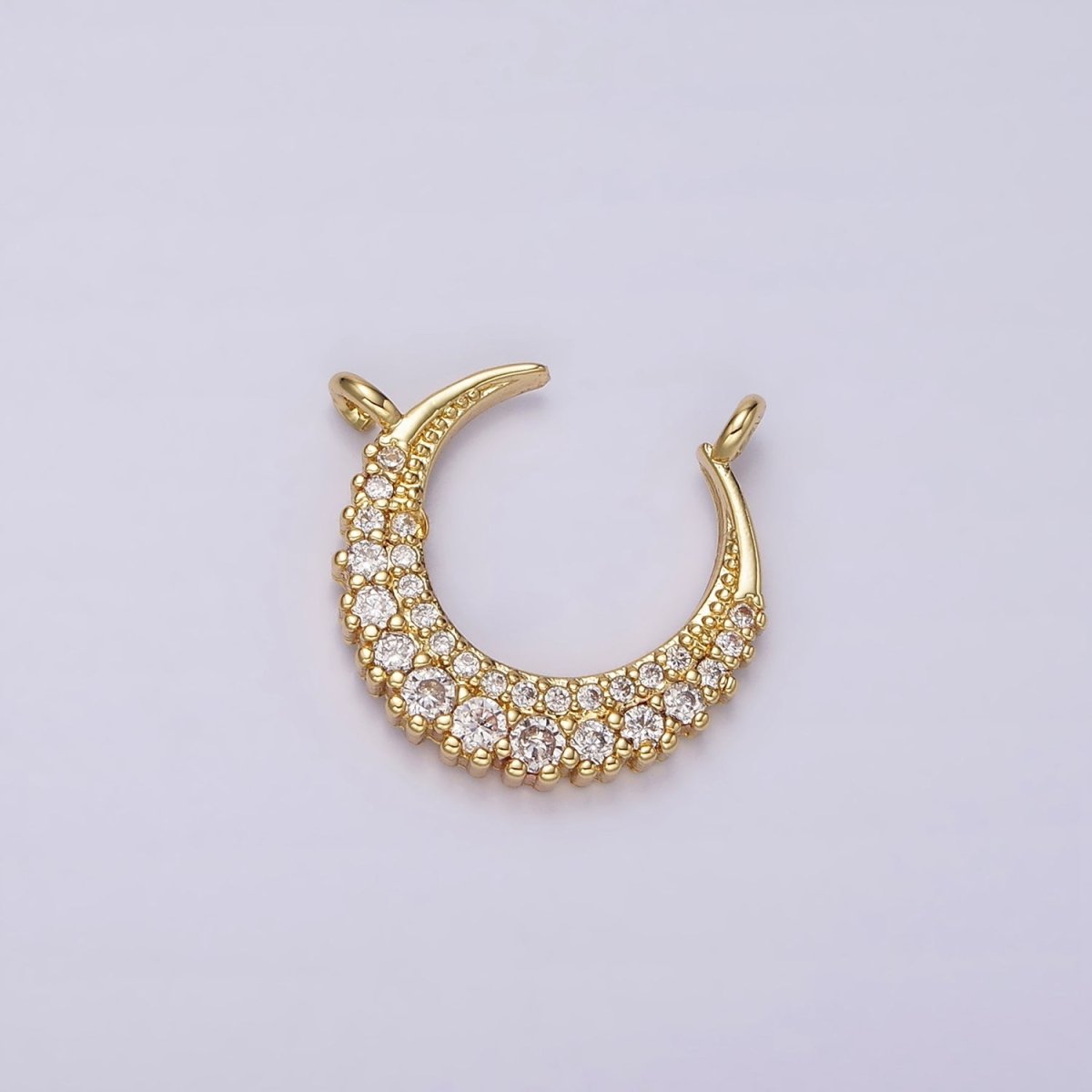 14K Gold Filled Curved Celestial Crescent Moon CZ Micro Paved Connector | G126 - DLUXCA