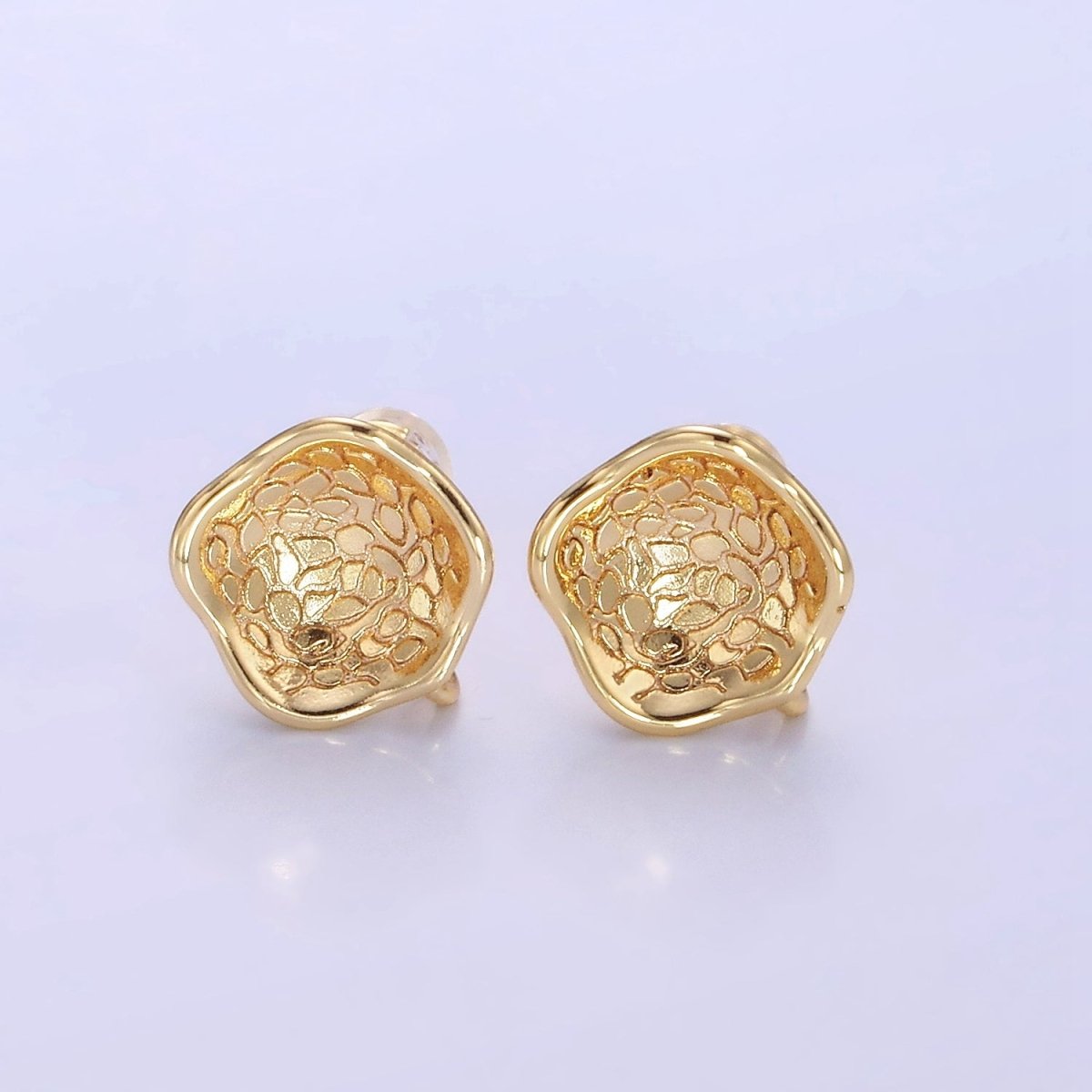 14K Gold Filled Curved Geometric Drop Stud Earrings Findings | Z702 - DLUXCA