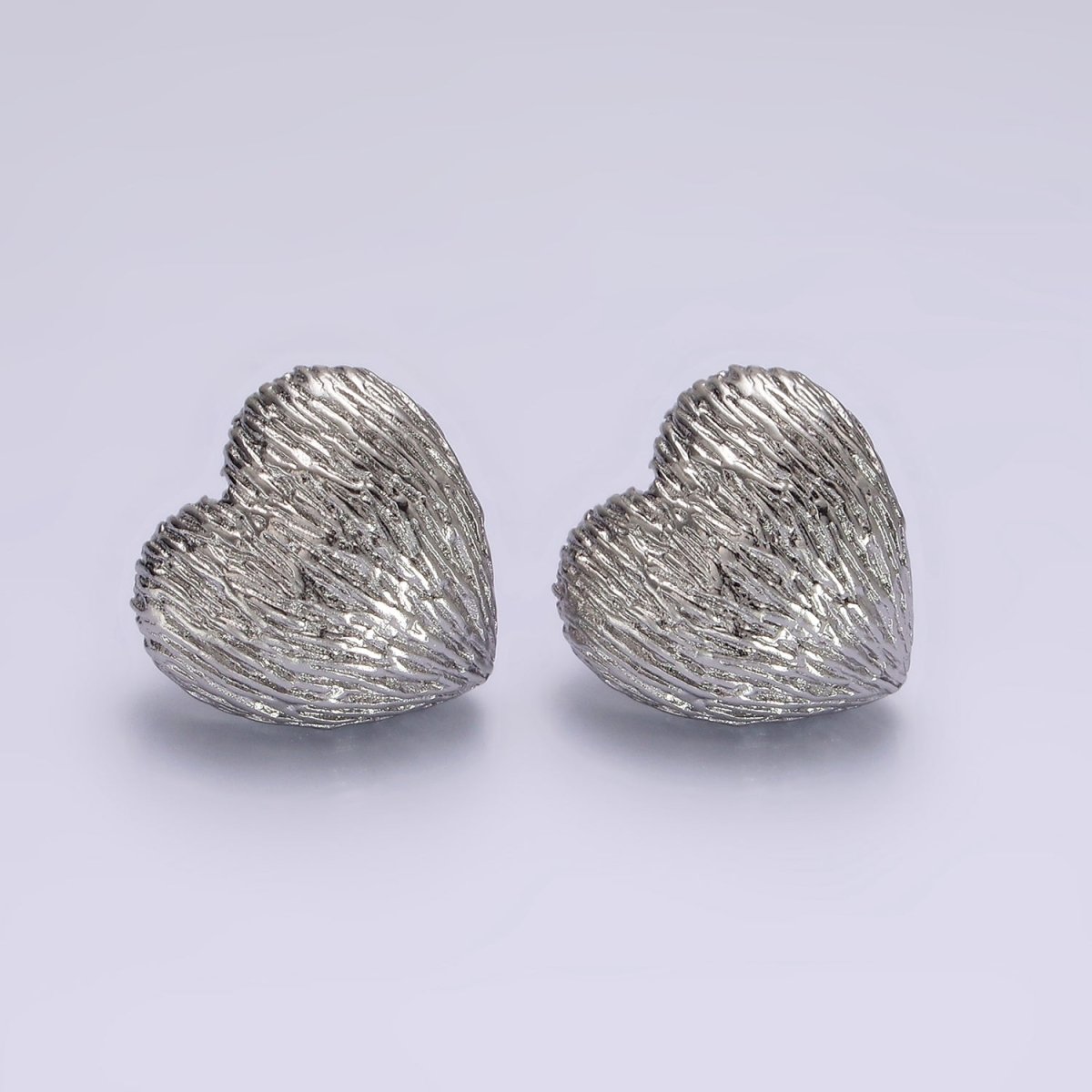 14K Gold Filled Curved Textured Heart Dome Stud Earrings in Gold & Silver | V479 V480 - DLUXCA