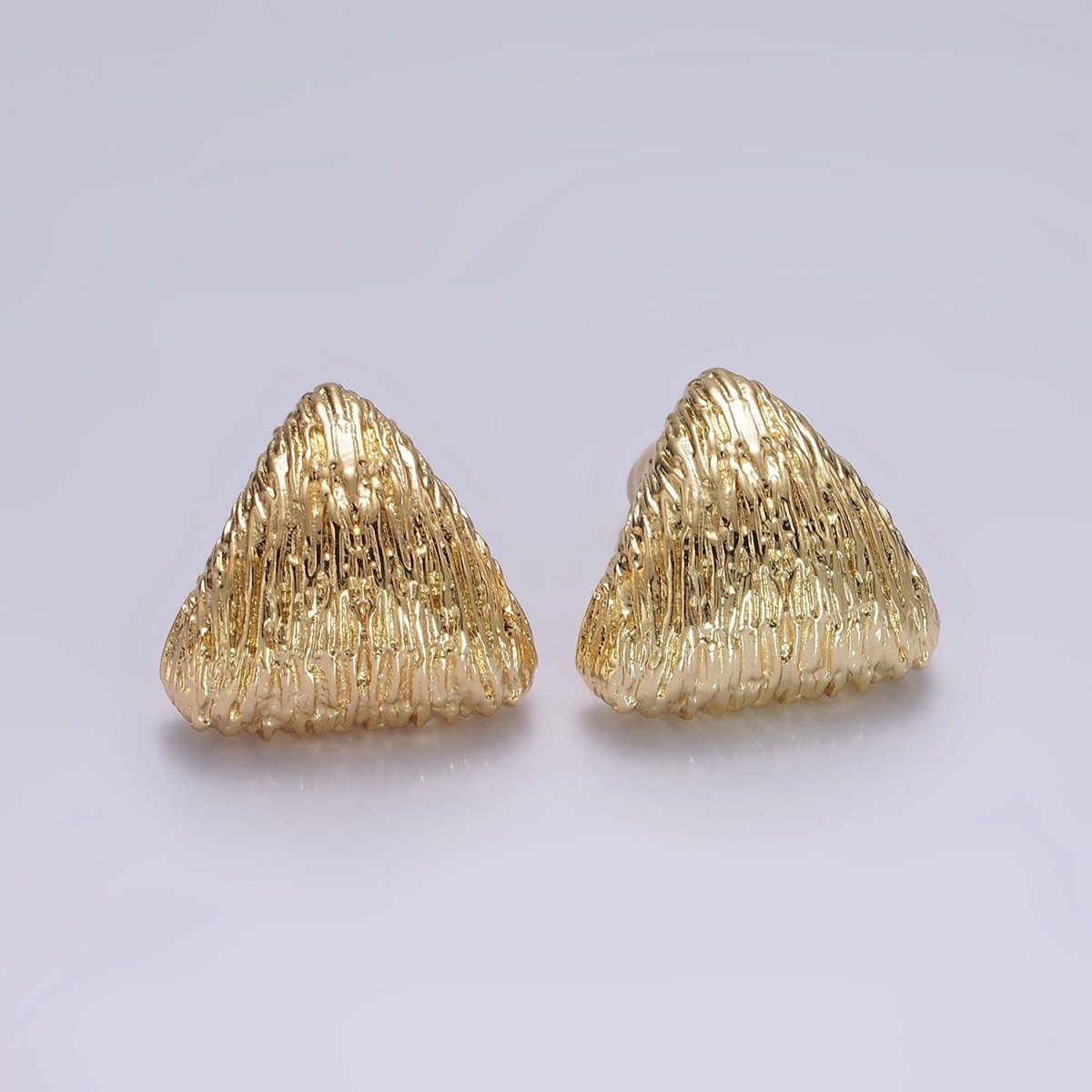 14K Gold Filled Curved Textured Triangle Dome Stud Earrings in Gold & Silver | V477 V478 - DLUXCA