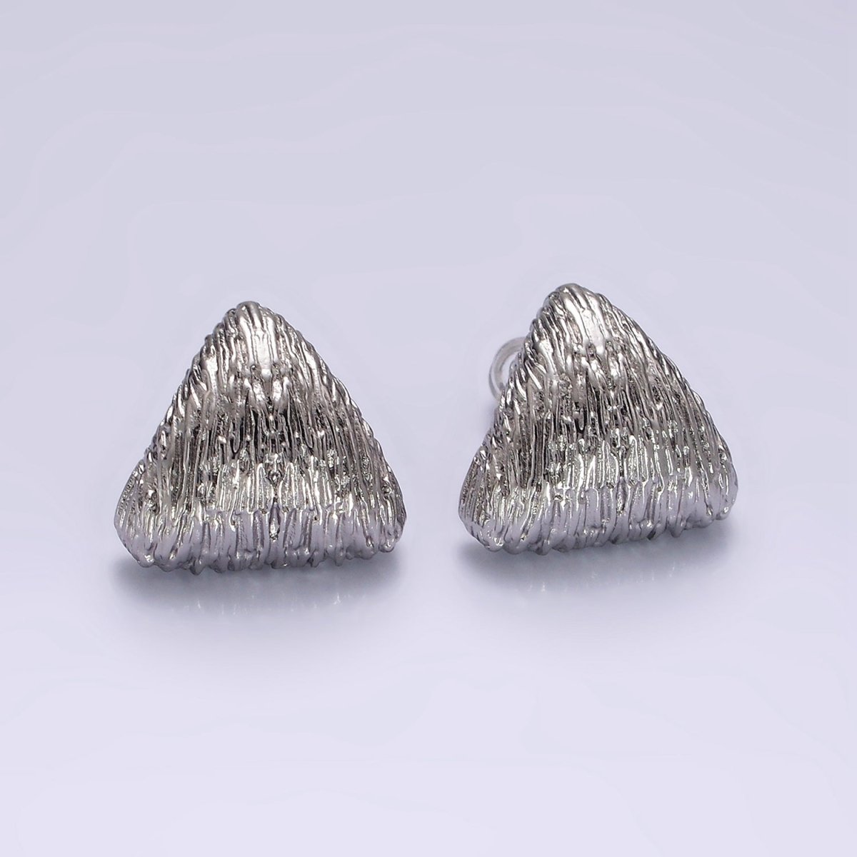 14K Gold Filled Curved Textured Triangle Dome Stud Earrings in Gold & Silver | V477 V478 - DLUXCA