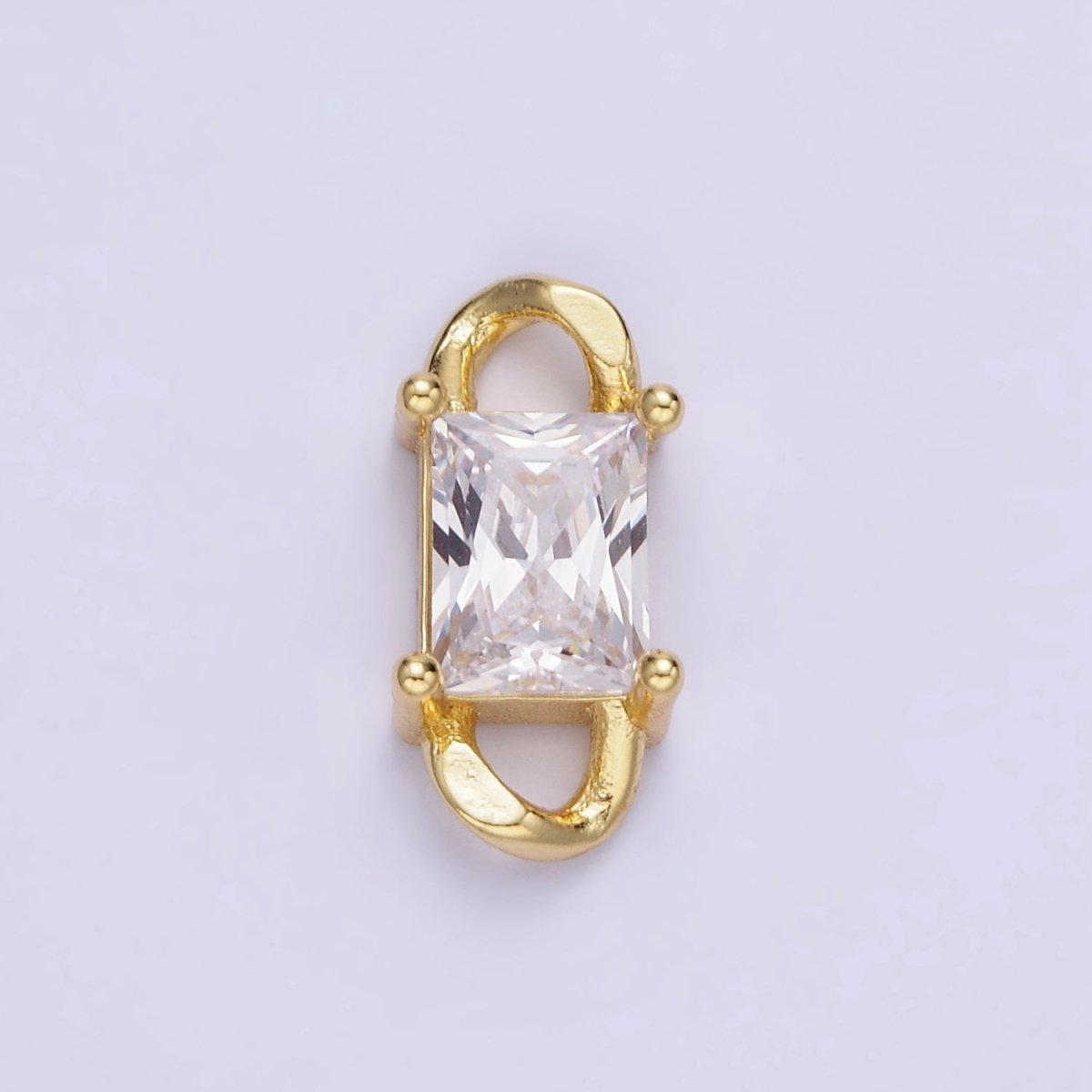 14K Gold Filled CZ Baguette Birthstone Curb Link Personalized Connector | G274 - G279 - DLUXCA