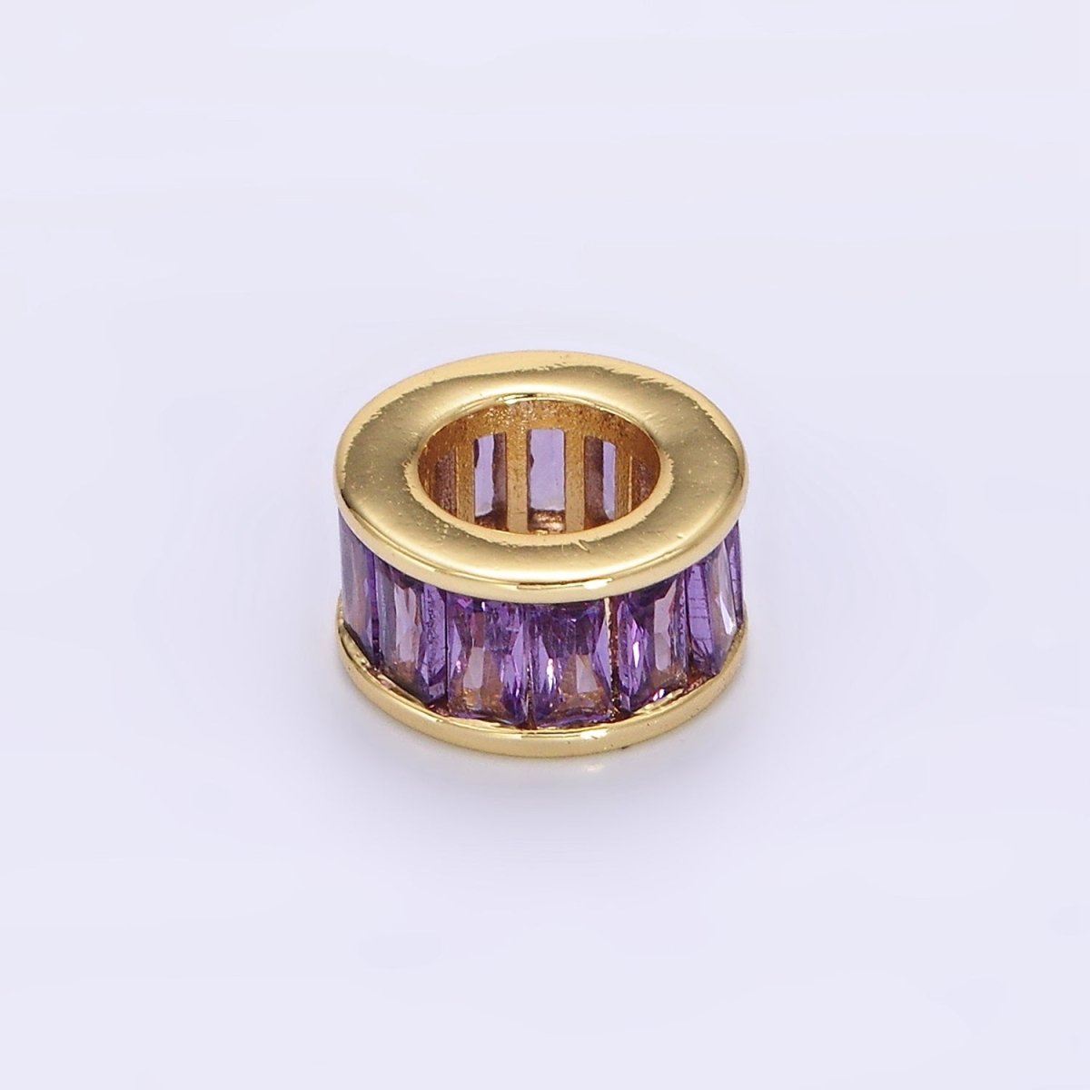 14K Gold Filled CZ Baguette Rondell Bead Birthstone Charm Spacer for Necklace Bracelet | B861 - B872 - DLUXCA