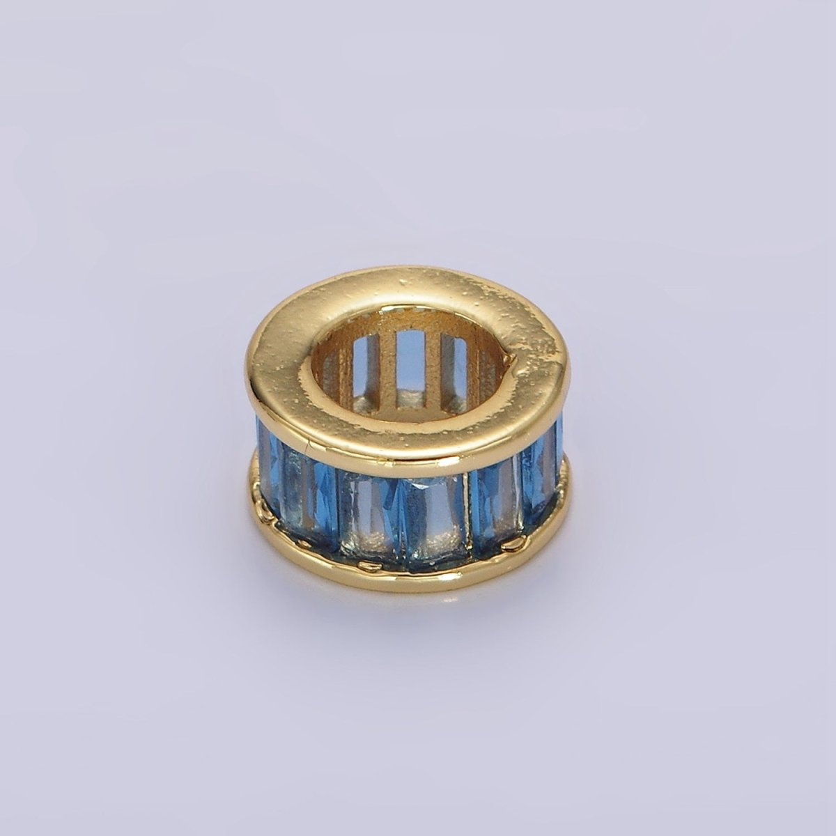 14K Gold Filled CZ Baguette Rondell Bead Birthstone Charm Spacer for Necklace Bracelet | B861 - B872 - DLUXCA