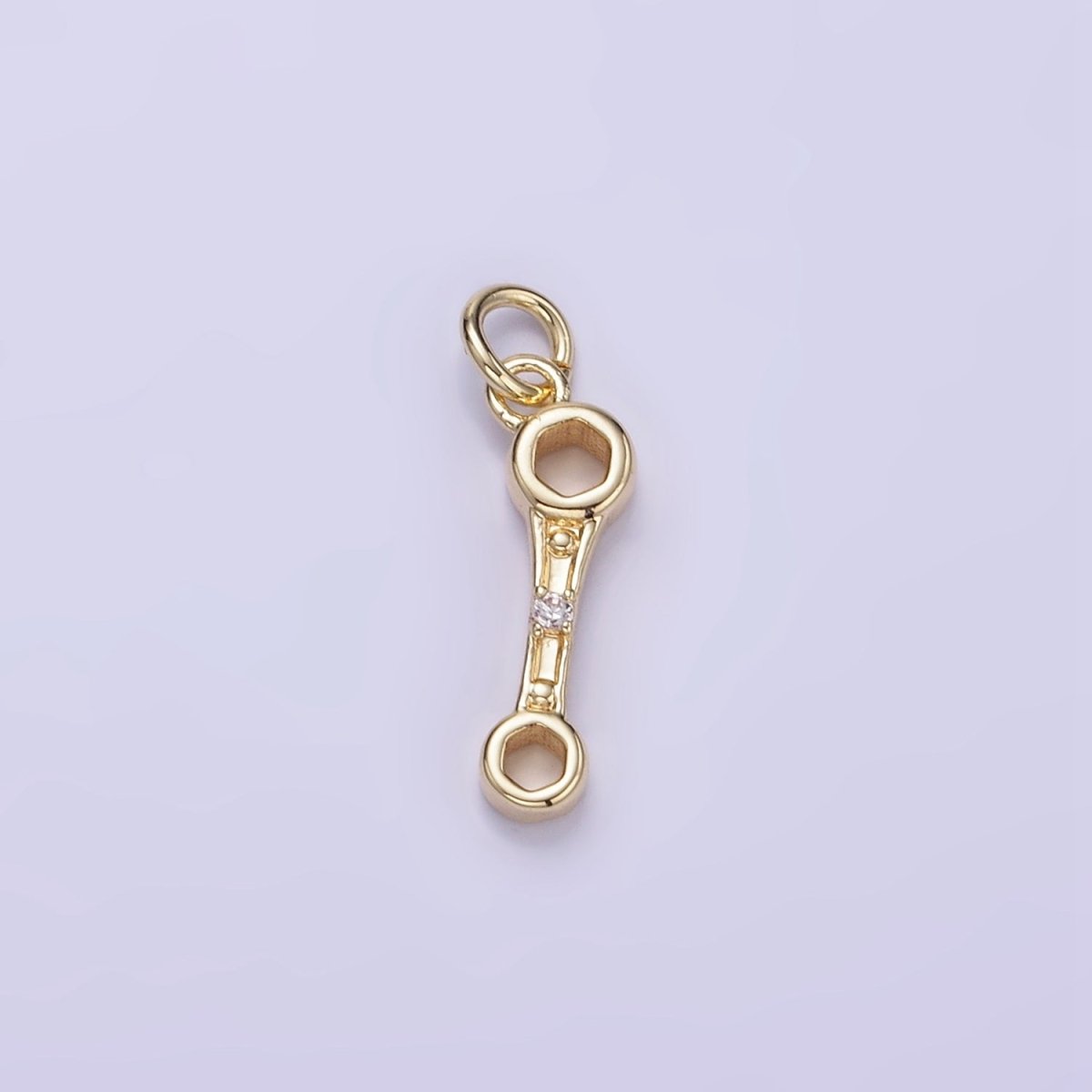 14K Gold Filled CZ Box-Ended Wrench Construction Tool Mini Charm | W558 - DLUXCA