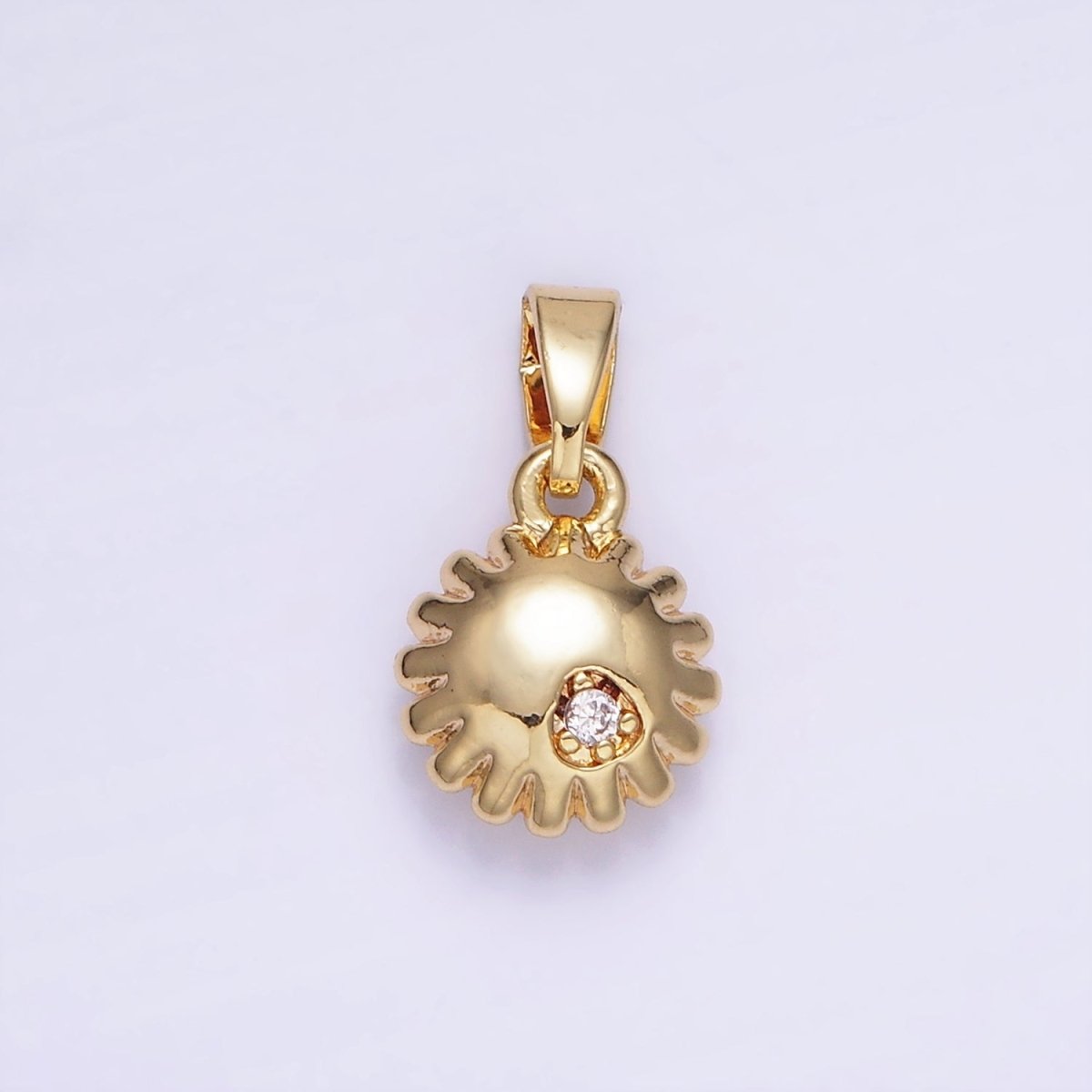 14K Gold Filled CZ Celestial Sun Puffed Mini Pendant | AA1176 - DLUXCA