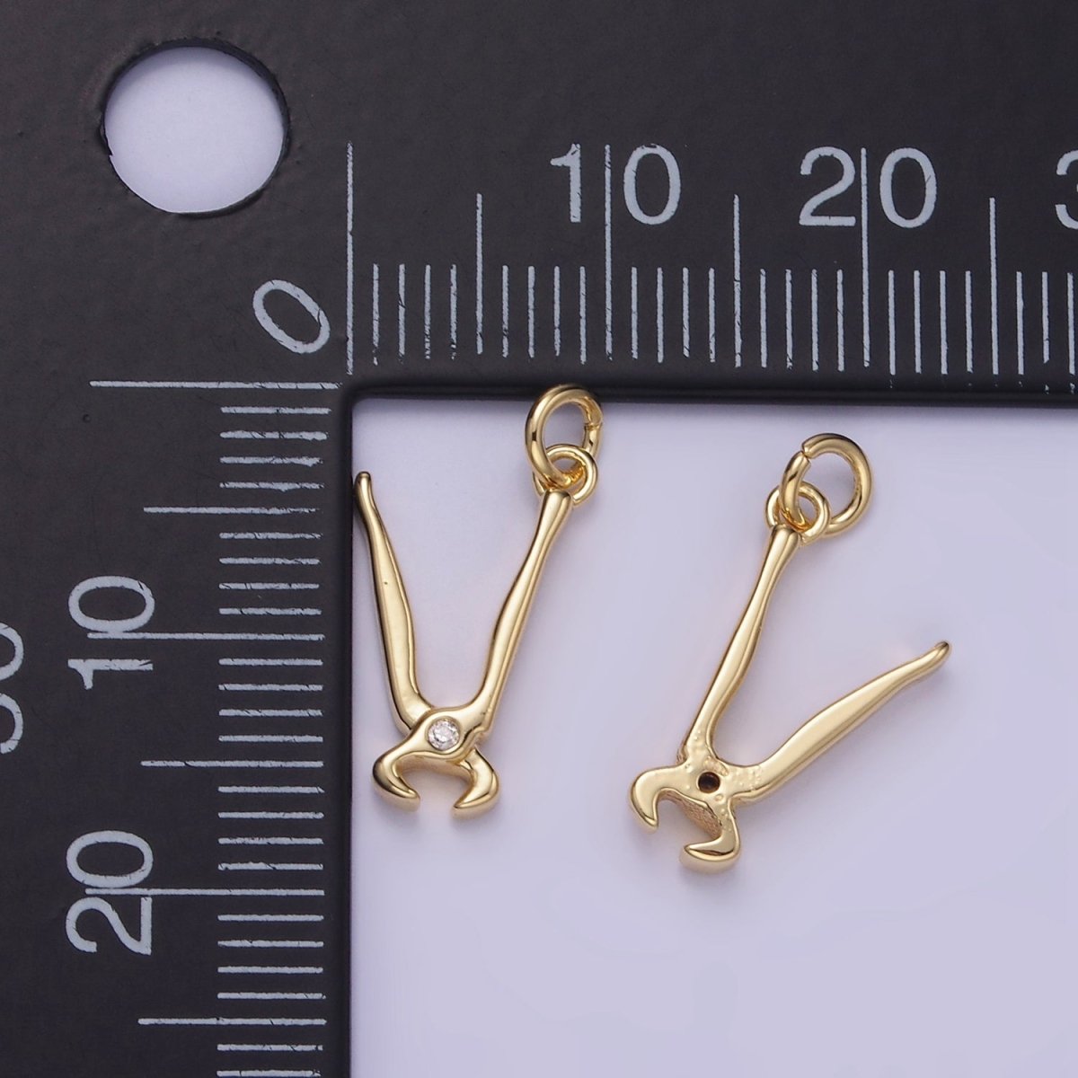 14K Gold Filled CZ Cutting Pliers Construction Tool Mini Charm | W559 - DLUXCA