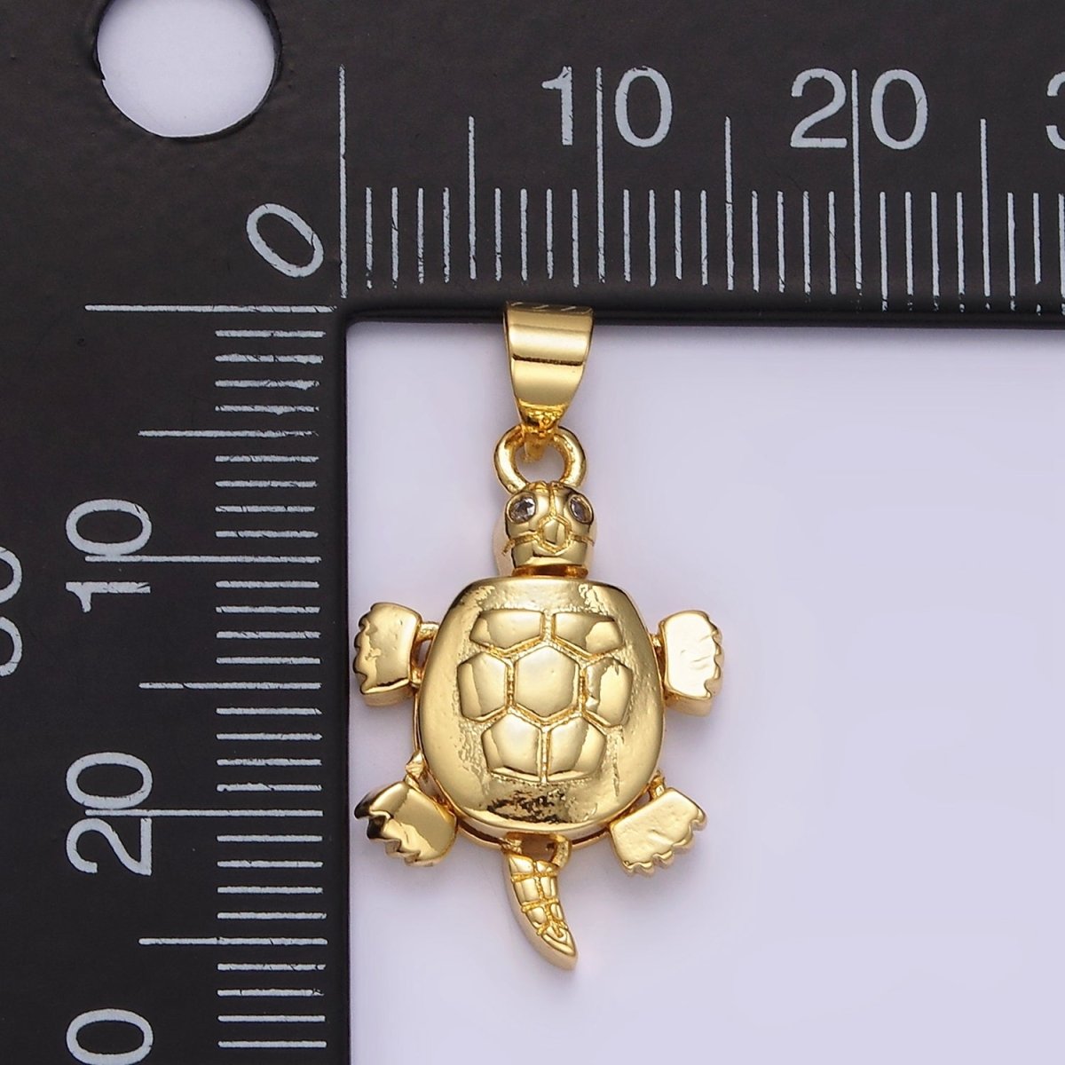 14K Gold Filled CZ Eye Turtle Tortoise Ocean Animal Pendant | N1910 - DLUXCA