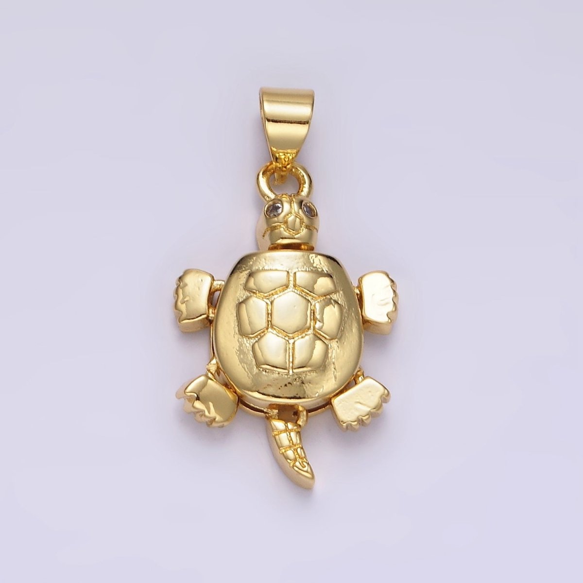 14K Gold Filled CZ Eye Turtle Tortoise Ocean Animal Pendant | N1910 - DLUXCA