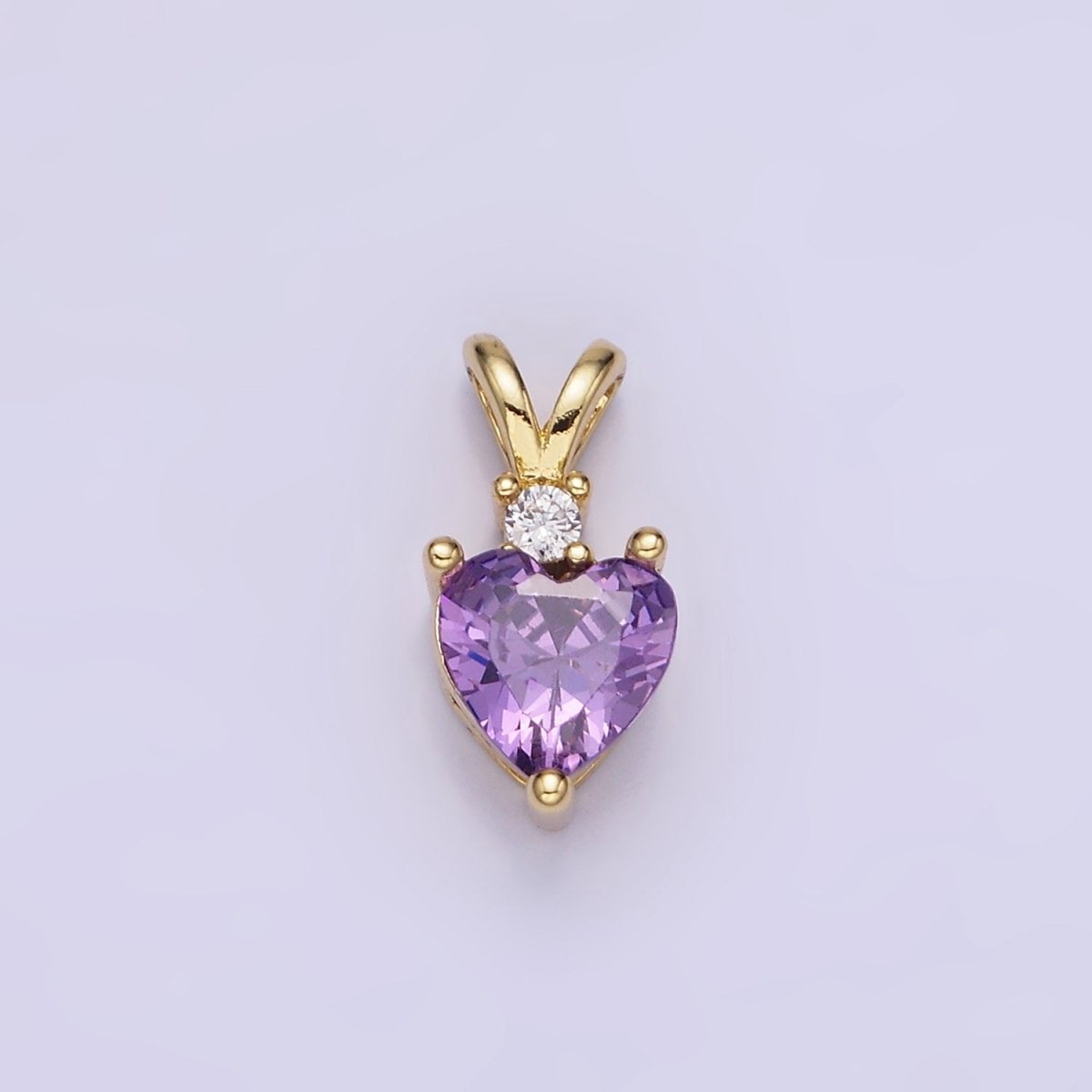 14K Gold Filled CZ Heart Birthstone Double Bail Pendant in Gold & Silver | AA1219 - AA1230 - DLUXCA