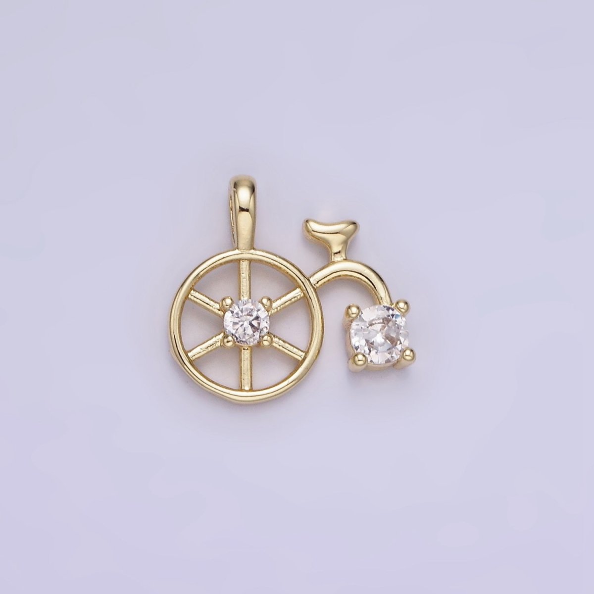 14K Gold Filled CZ High Wheel Bicycle Charm | AA1201 - DLUXCA