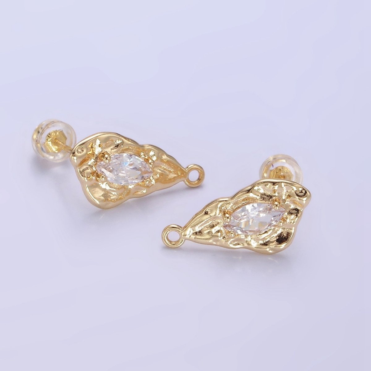 14K Gold Filled CZ Marquise Molten Abstract Drop Stud Earrings | Z708 - DLUXCA