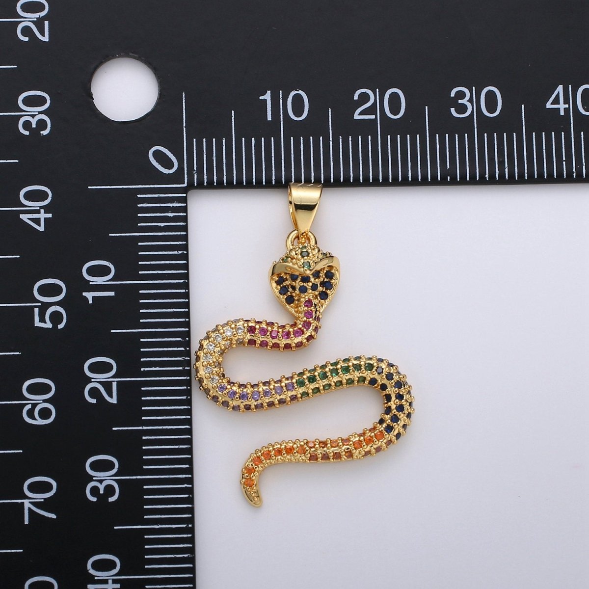 14K Gold Filled CZ Micro Pave Diamond Snake Pendant serpent Charm Layer Necklace w/ Bail Findings for Jewelry Making Supplies I-664 I-665 - DLUXCA