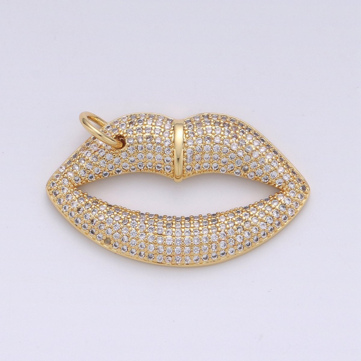 14k Gold Filled CZ Micro Pave Lip Pendant for Statement Necklace Jewelry Supply 35x23mm D-093 - DLUXCA