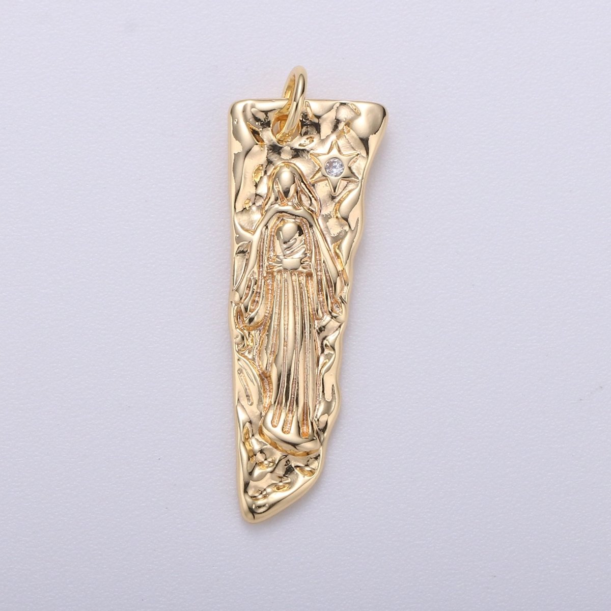14k Gold Filled CZ Micro Pave Virgin Mary Pendants, Cubic Zirconia Charms C-425 - DLUXCA