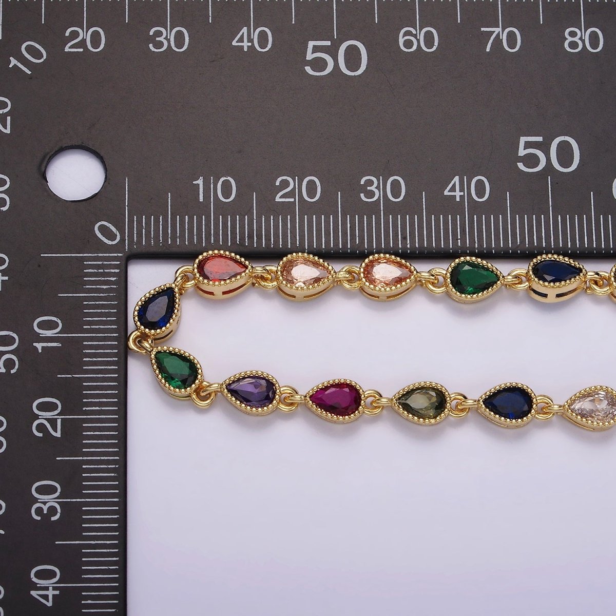 14K Gold Filled CZ Multicolor Teardrop Bezel 15 Inch Necklace in Gold &  Silver | WA-2242 WA-2243 Clearance Pricing