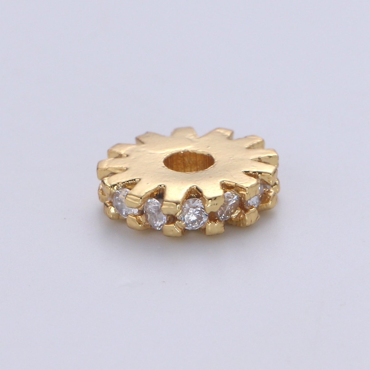 14K Gold Filled CZ Roundels SPACER Bead, Cubic Zirconia CZ Micro Pave Spacer Beads, 8MM B-684 B-685 - DLUXCA