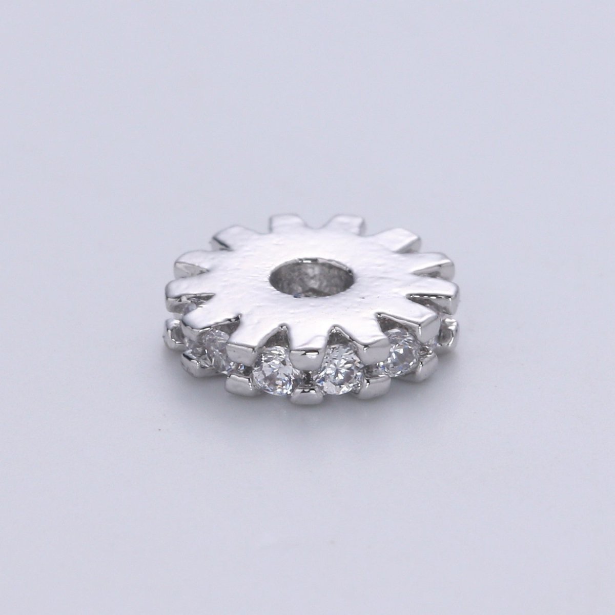 14K Gold Filled CZ Roundels SPACER Bead, Cubic Zirconia CZ Micro Pave Spacer Beads, 8MM B-684 B-685 - DLUXCA