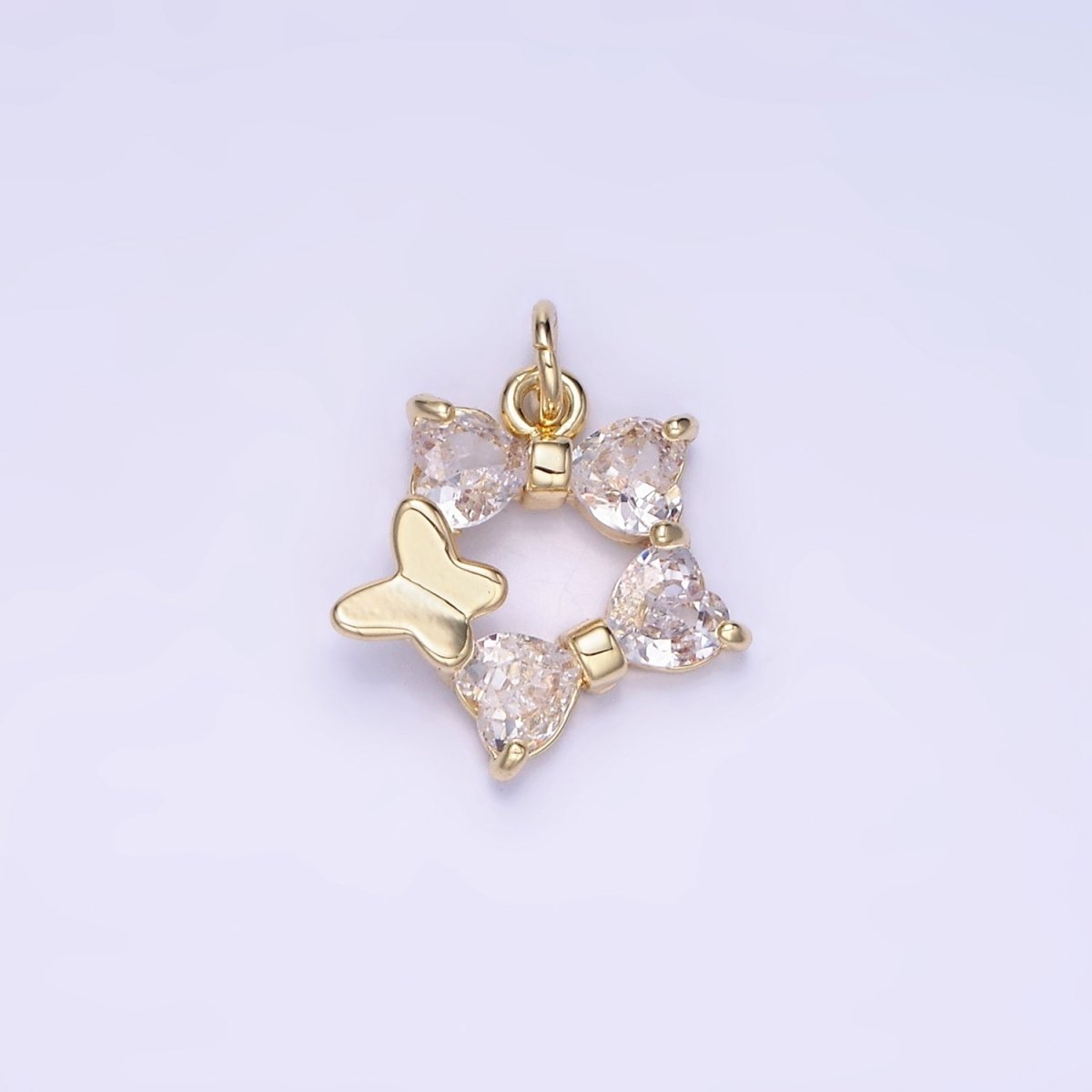 14K Gold Filled CZ Star with Butterfly Charm | AG-666 - DLUXCA