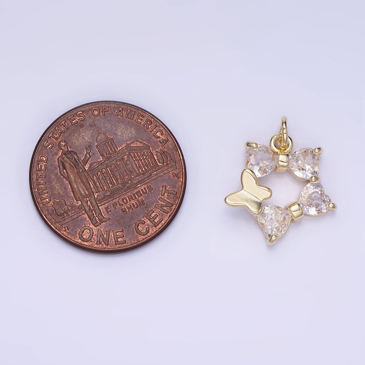 14K Gold Filled CZ Star with Butterfly Charm | AG-666 - DLUXCA