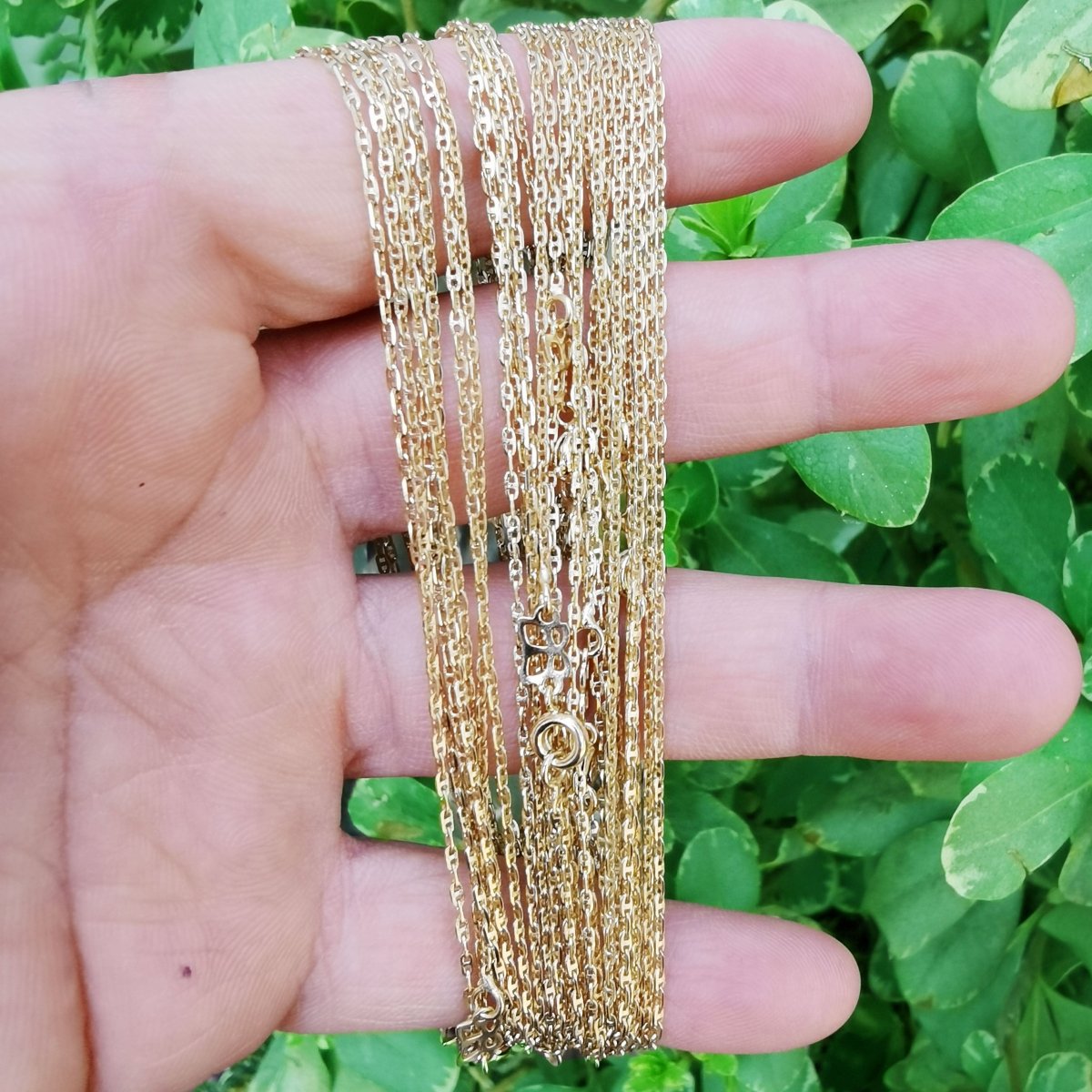 14K Gold Filled Dainty 1mm Anchor Chain Link Layering 18 Inch Necklace | WA-214 Clearance Pricing - DLUXCA