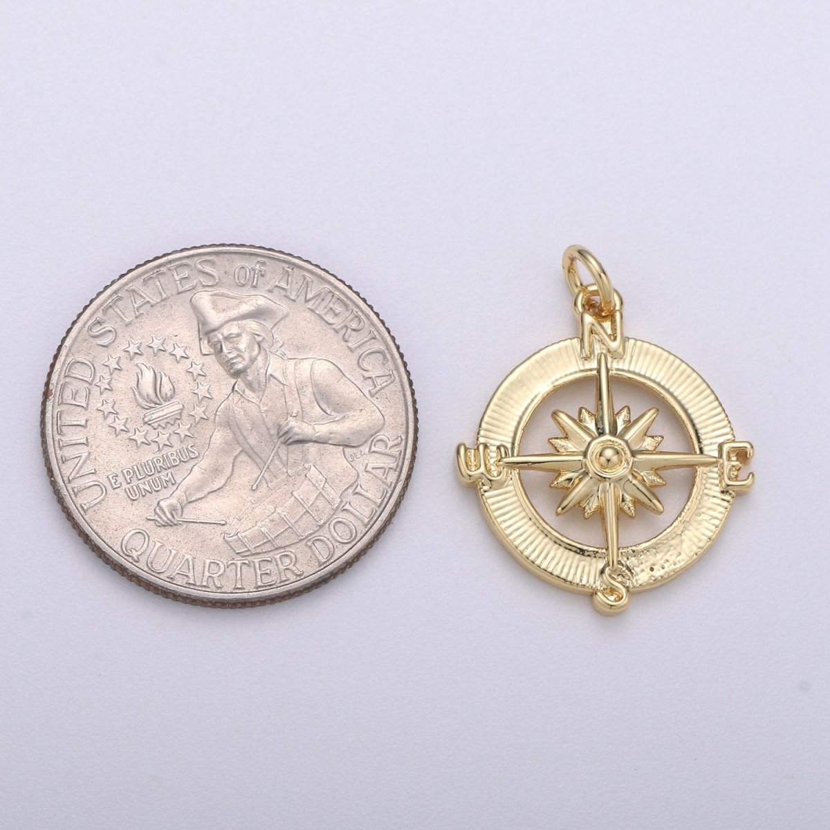 14k Gold Filled Dainty Compass Charm, Gold Compass Pendant, North Star Charm, Travel Charms, Nautical Charms for Bracelet Earring Necklace C-466 - DLUXCA