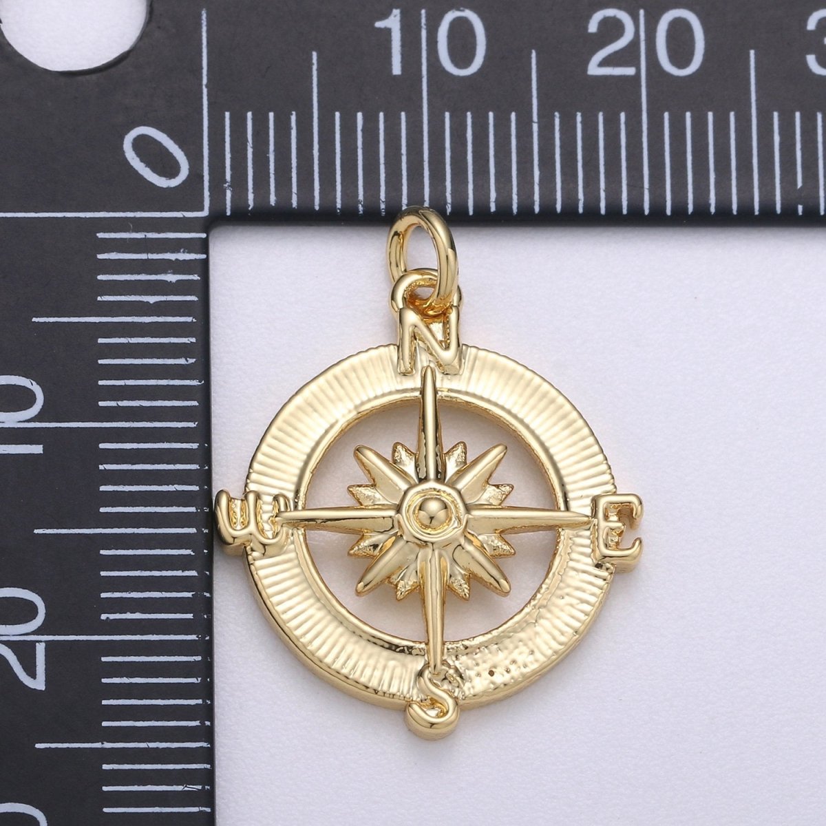 14k Gold Filled Dainty Compass Charm, Gold Compass Pendant, North Star Charm, Travel Charms, Nautical Charms for Bracelet Earring Necklace C-466 - DLUXCA
