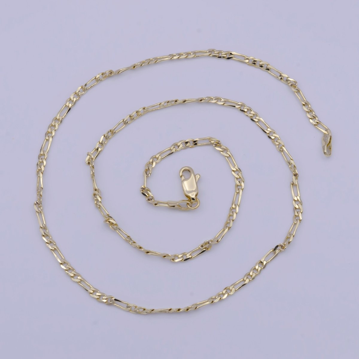 14K Gold Filled Dainty Figaro Chain 17.5 inch Minimalist Necklace 2.5mm Width Ready to Wear | WA-1155 Clearance Pricing - DLUXCA