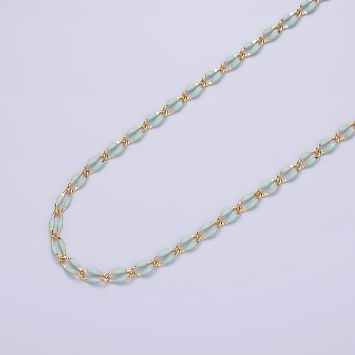 14k Gold Filled Dainty Gold Oval Cable Link Chain Neon Enamel Chain by Yard, Unfinished Chain For Jewelry Supply | ROLL-598 to ROLL-608 ROLL-1075 ROLL-1405 - DLUXCA